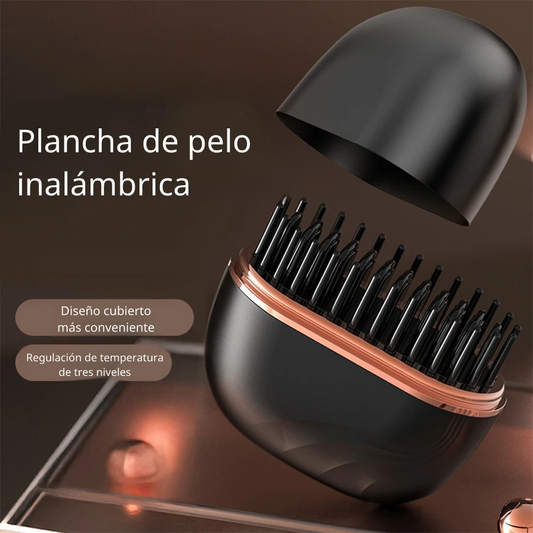 Cepillo alisador de cabello eléctrico portátil, 3 temperaturas,antiquemaduras.